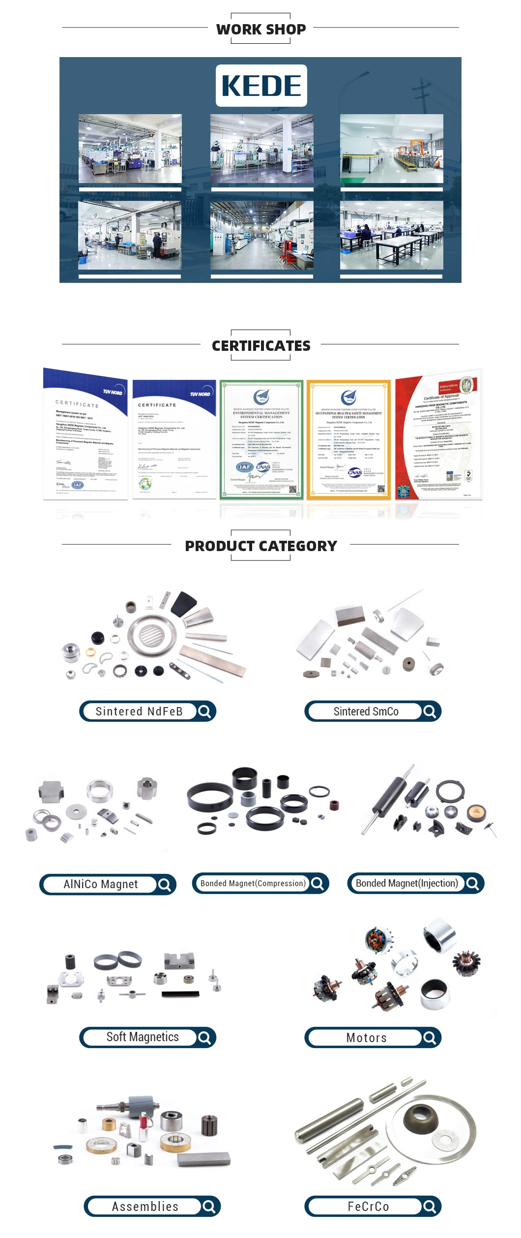 Customized Industrial Kede Customizable Magnetic Assembly Bonded Rare Earth Permanent Magnet Ferrite